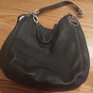 Michael Kors Black Hobo Bag with Silver Hardware